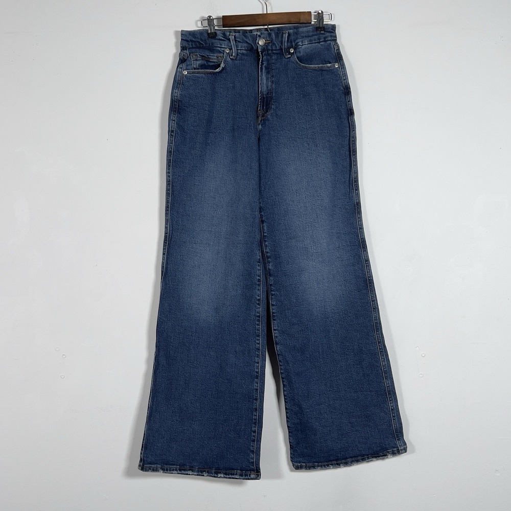 Good American High-Rise Wide-Leg Jeans in Medium Blue - Picture 3 of 15